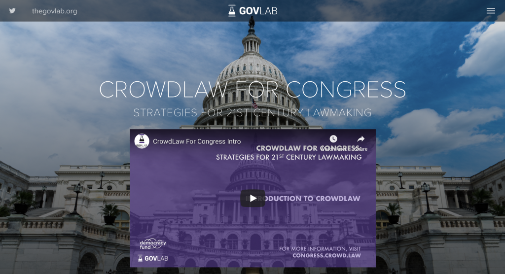 Announcing the launch of the GovLab’s CrowdLaw for Congress project